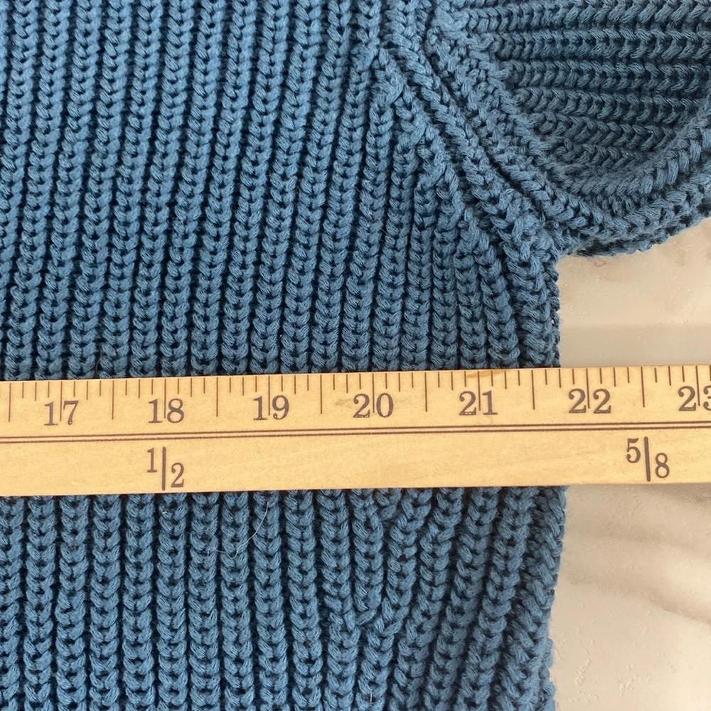 Ruff Hewn Sweater Womens Large Teal Blue Lace‎ Up Ribbed Long Sleeve Knit - Picture 8 of 10